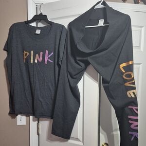 PINK Victoria's Secret Gray and Pink Track Pants